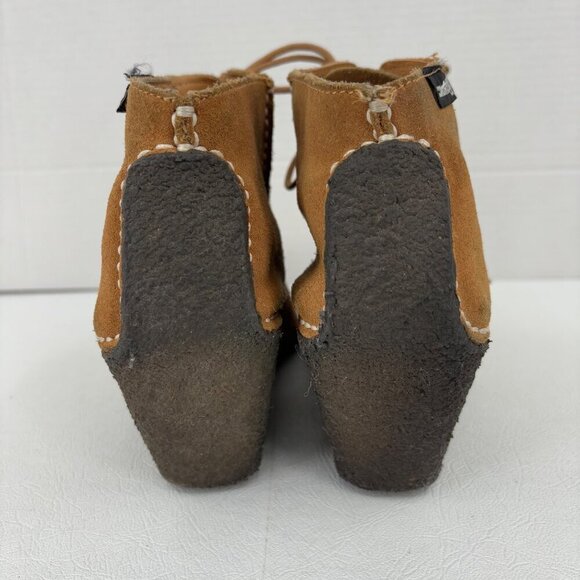 Bronx Ankle Boots Wedge Heel Size EU 38 Brown Suede Leather Lace Up Bootie - Picture 11 of 12